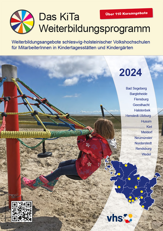 Titelblatt des KiTa-Weiterbildungsprogramms: Bild eines Spielplatzes am Meer
